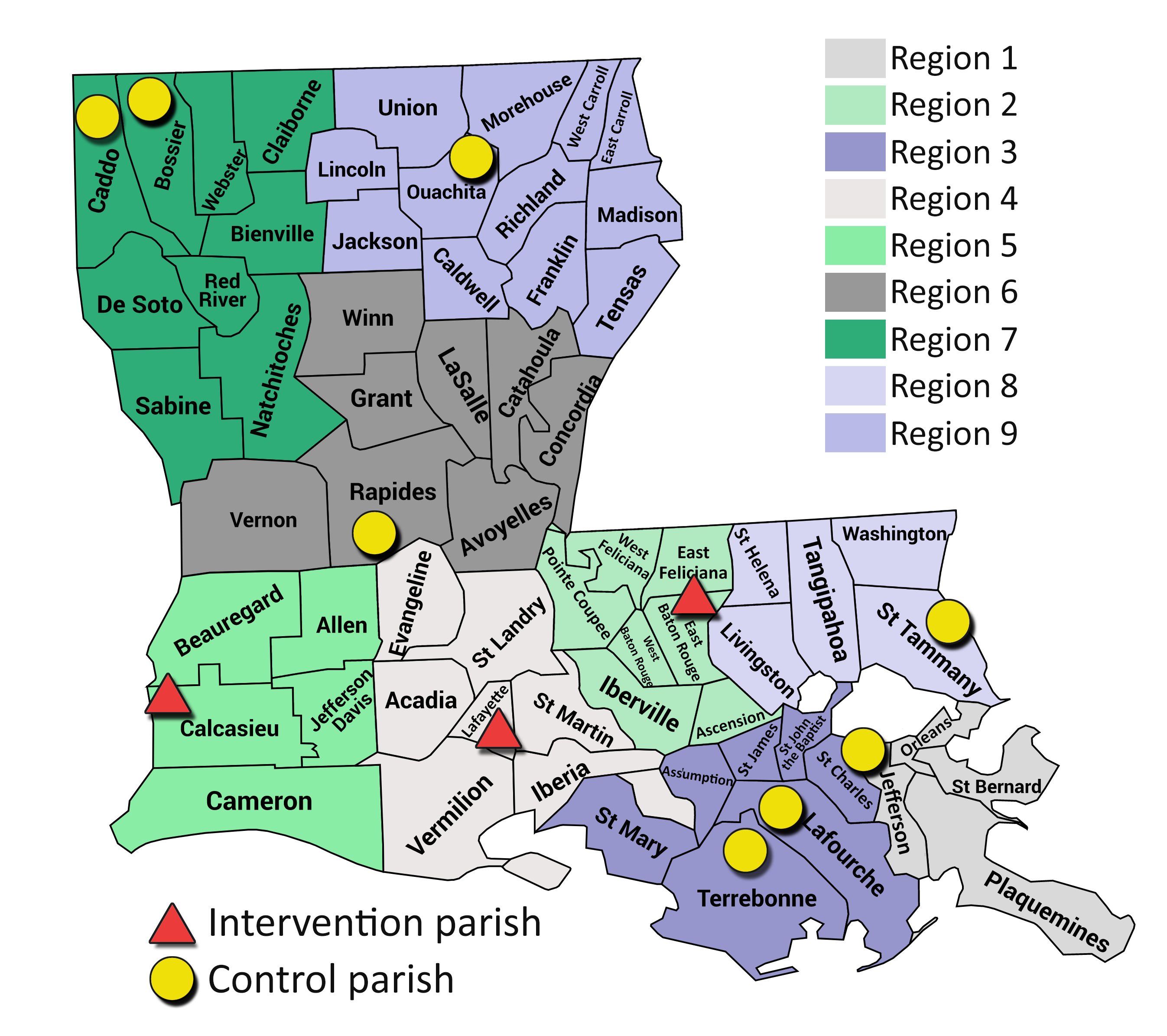 LA Intervention and Control Locations Map