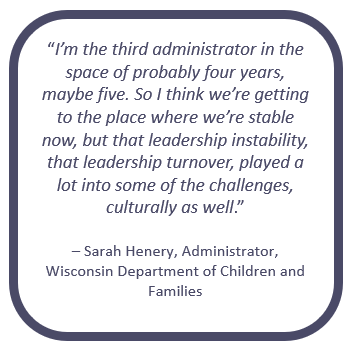 “I’m the third administrator in the space of probably four years, maybe five. So I think we’re getting to the place where we’re stable now, but that leadership instability, that leadership turnover, played a lot into some of the challenges, culturally as 